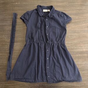 Place Girls Navy Collared Dress W Belt XL 14